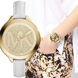 Michael Kors Slim Runway Quartz Gold Dial White Leather Strap Watch For Women - MK2389 Buy Now By Michael Kors