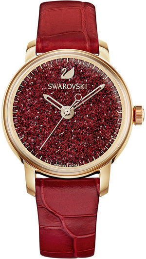 Swarovski Crystalline Hours Red Crystal Dial Red Leather Strap Watch for Women - 5295380 Buy Now By Swarovski