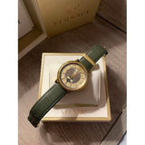 Versace V-Circle Manifesto Gold Dial Black Leather Strap Watch for Men - VBQ030017 Buy Now By Versace