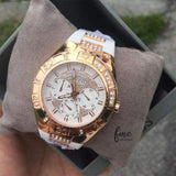 Guess Luna Diamonds White Dial White Rubber Strap Watch for Women - W0653L4 Buy Now By Guess