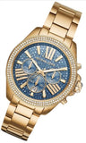 Michael Kors Wren Diamonds Blue Dial Gold Steel Strap Watch for Women - MK6291 Buy Now By Michael Kors