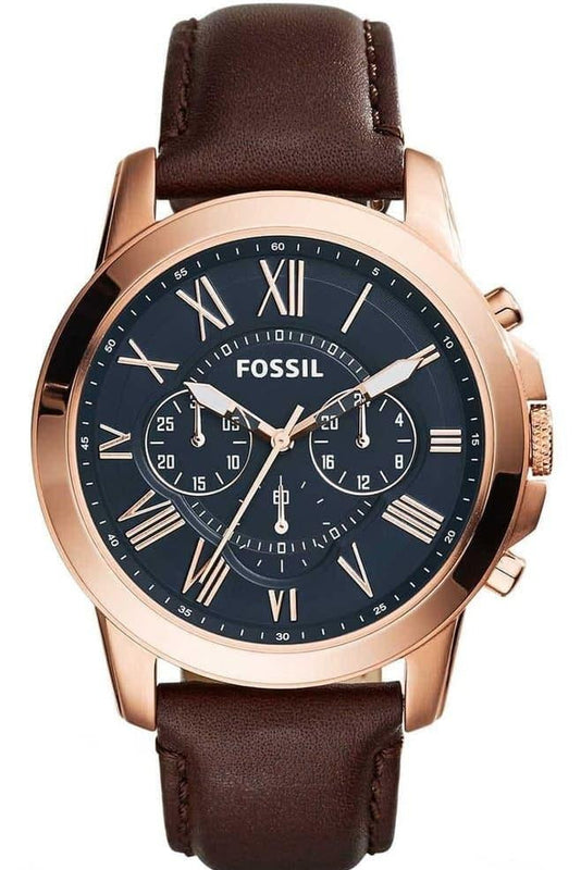 Fossil Grant Chronograph Blue Dial Brown Leather Strap Watch for Men - FS5068 Buy Now By Fossil