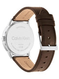 Calvin Klein Minimal Silver Dial Brown Leather Strap Watch for Men - K3M221G6 Buy Now By Calvin Klein