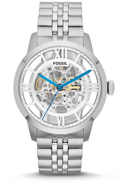 Fossil Townsman Automatic Skeleton Silver Dial Silver Steel Strap Watch for Men - ME3044 Buy Now By Fossil