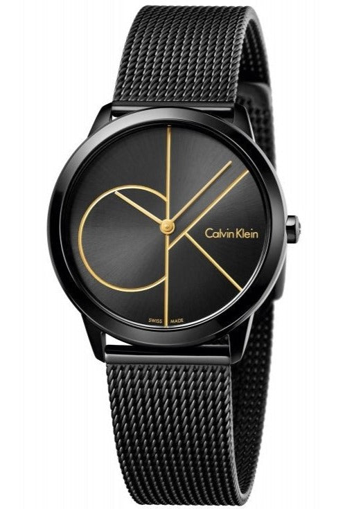 Calvin Klein Minimal Black Dial Black Mesh Bracelet Watch for Men - K3M214X1 Buy Now By Calvin Klein