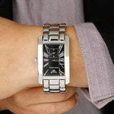 Emporio Armani Classic Black Dial Silver Stainless Steel Watch For Women - AR0157 Buy Now By Emporio Armani