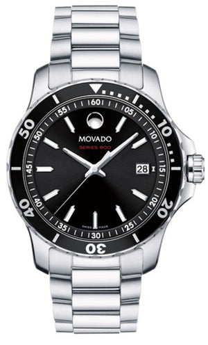 Movado Series 800 Black Dial Silver Steel Strap Watch For Men - 2600135 Buy Now By Movado
