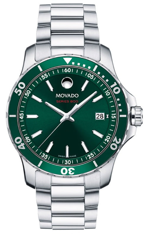 Movado Series 800 Green Dial Silver Steel Strap Watch For Men - 2600136 Buy Now By Movado