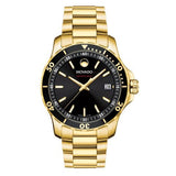 Movado Series 800 Black Dial Gold Steel Strap Watch For Men - 2600145 Buy Now By Movado