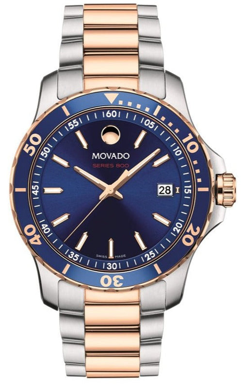 Movado Series 800 Blue Dial Two Tone Steel Strap Watch for Men - 2600149 Buy Now By Movado