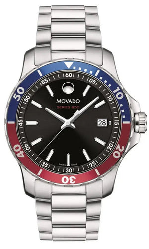Movado Series 800 Pepsi Black Dial Silver Steel Strap Watch for Men - 2600152 Buy Now By Movado
