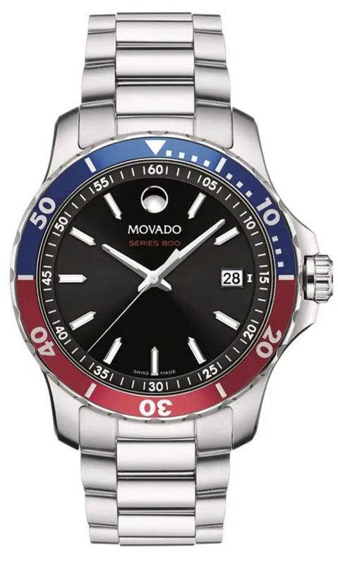 Movado Series 800 Pepsi Black Dial Silver Steel Strap Watch for Men - 2600152 Buy Now By Movado