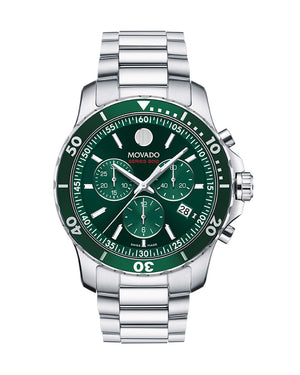 Movado Series 800 Chronograph Green Dial Silver Steel Strap Watch for Men - 2600179 Buy Now By Movado