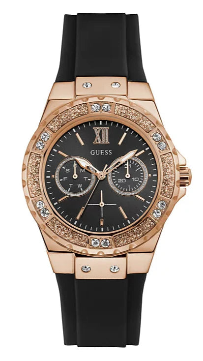 Guess Fusion Multifunction Black Dial Black Rubber Strap Watch For Women - GW0519L4 Buy Now By Guess