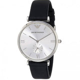 Emporio Armani Retro Analog Quartz Silver Dial Black Leather Strap Watch For Men - AR1674 Buy Now By Emporio Armani