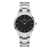 Daniel Wellington Iconic Link Black Dial Silver Steel Strap Watch For Women - DW00100206 Buy Now By Daniel Wellington
