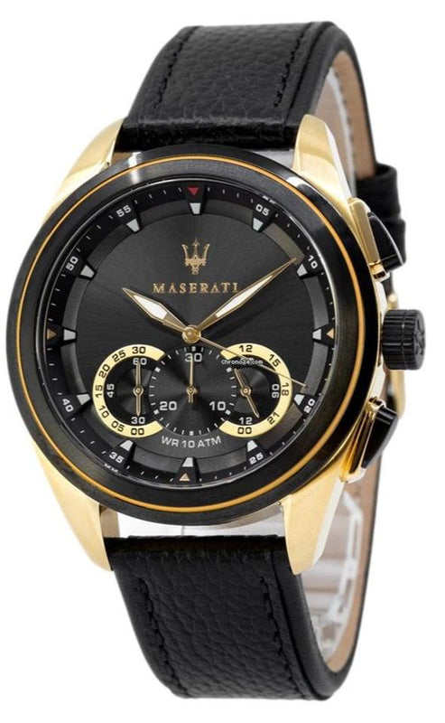 Maserati Traguardo Chronograph Black Dial Black Leather Strap Watch For Men - R8871612033 Buy Now By Maserati