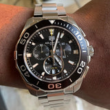 Tag Heuer Aquaracer Quartz Chronograph Black Dial Silver Steel Strap Watch for Men - CAY111A.BA0927 Buy Now By Tag Heuer