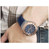 Guess Rigor Analog Blue Dial Blue Denim Strap Watch For Men - W0040G6 Buy Now By Guess