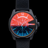 Diesel Mega Chief Chronograph Black Dial Black Leather Strap Watch For Men - DZ4323 Buy Now By Diesel