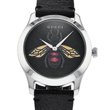 Gucci G Timeless Bee Black Dial Black Leather Strap Watch For Women - YA1264067 Buy Now By Gucci