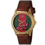 Gucci Le Marche Des Merveilles Green and Red Dial Brown Leather Strap Unisex Watch - YA1264012 Buy Now By Gucci