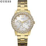 Guess Dazzler Diamonds Silver Dial Gold Steel Strap Watch for Women - W0335L2 Buy Now By Guess