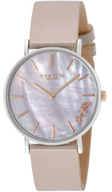 Coach Perry Mother of Pearl Dial Light Grey Leather Strap Watch for Women - 14503245 Buy Now By Coach