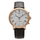 Tissot Carson Premium Chronograph Silver Dial Brown Leather Strap Watch For Men - T122.417.36.033.00 Buy Now By Tissot