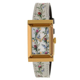 Gucci G-Frame Floral Mother of Pearl Dial White Leather Strap Watch For Women - YA147407 Buy Now By Gucci