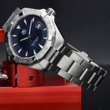 Tag Heuer Aquaracer 41mm Quartz Blue Dial Silver Steel Strap Watch for Men - WAY1112.BA0928