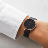 Daniel Wellington Petite Ashfield Black Dial Black Mesh Strap Watch for Women - DW00100307 Buy Now By Daniel Wellington