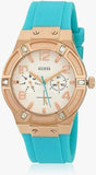 Guess Jet Setter White Dial Turquoise Silicone Strap Watch For Women - W0564L3 Buy Now By Guess