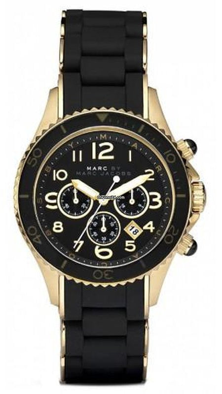 Marc Jacobs Rock Chronograph Black Dial Black Silicone Strap Watch for Women - MBM2552 Buy Now By Marc Jacobs