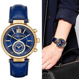 Michael Kors Sawyer Blue Dial Blue Leather Strap Watch for Women - MK2425 Buy Now By Michael Kors