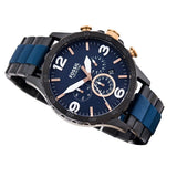 Fossil Nate Chronograph Blue Dial Two Tone Steel Strap Watch for Men - JR1494 Buy Now By Fossil