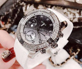 Guess Confetti Crystal Black Dial White Silicone Strap Watch For Women - W1098L1 Buy Now By Guess