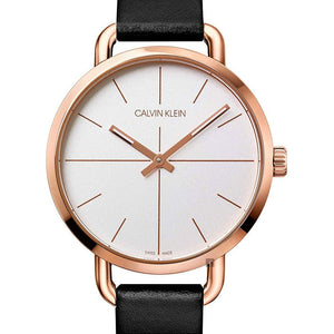 Calvin Klein Even White Dial Black Leather Strap Watch for Women - K7B236C6 Buy Now By Calvin Klein