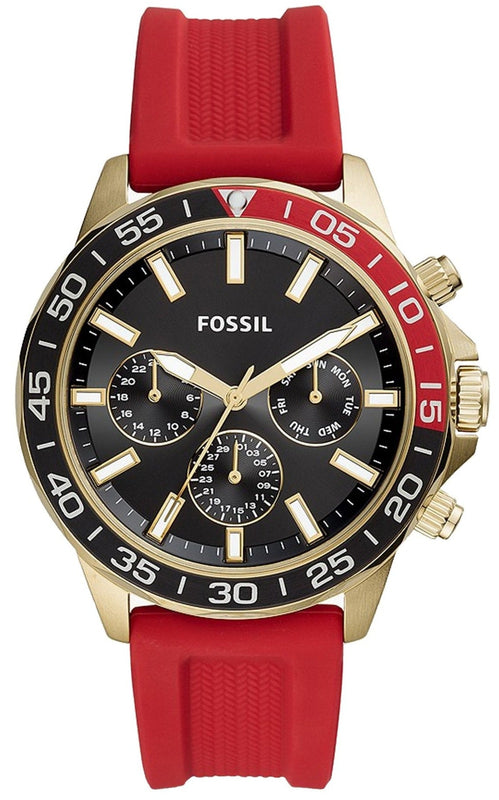 Fossil Bannon Multifunction Black Dial Red Silicone Strap Watch for Men - BQ2499 Buy Now By Fossil