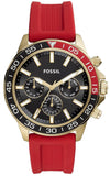 Fossil Bannon Multifunction Black Dial Red Silicone Strap Watch for Men - BQ2499 Buy Now By Fossil