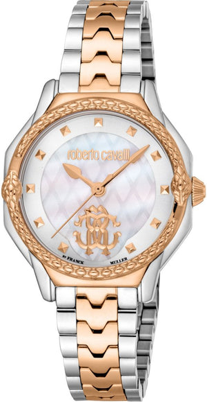 Just Cavalli Classic Mother of Pearl Dial Two Tone Steel Strap Watch for Women - RV1L225M0081 Authentic Buy Shop Now