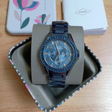Fossil Riley Quartz Blue Dial Blue Steel Strap Watch for Women - ES4294 Buy Now By Fossil