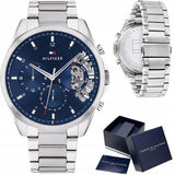 Tommy Hilfiger Baker Quartz Blue Dial Silver Steel Strap Watch For Men - 1710448 Buy Now By Tommy Hilfiger