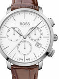 Hugo Boss Slim Chronograph White Dial Brown Leather Strap Watch For Men - 1513263 Buy Now By Hugo Boss