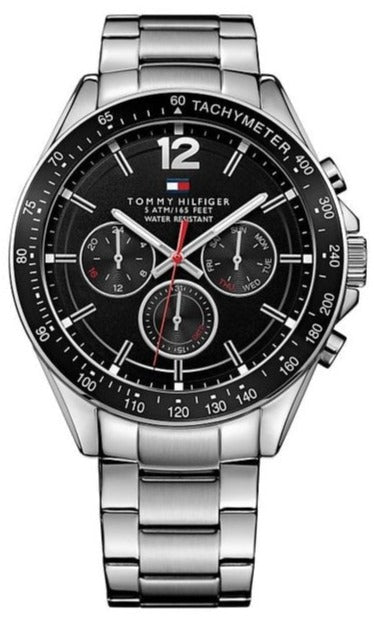 Tommy Hilfiger Luke Chronograph Black Dial Silver Steel Strap Watch for Men - 1791104 Buy Now By Tommy Hilfiger