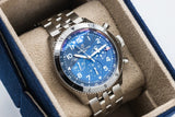 Breitling Super Avi B04 Chronograph GMT 46 Tribute to Vought F4U Corsair Blue Dial Silver Steel Strap Watch for Men - AB04451A1C1A1 Buy Now By Breitling