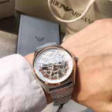 Emporio Armani Meccanico White Dial Two Tone Stainless Steel Watch For Men - AR60002 Buy Now By Emporio Armani