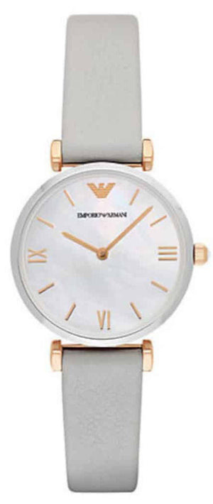 Emporio Armani Gianni T Bar Quartz Mother of Pearl Dial White Leather Strap Watch For Women - AR1965 Buy Now By Emporio Armani