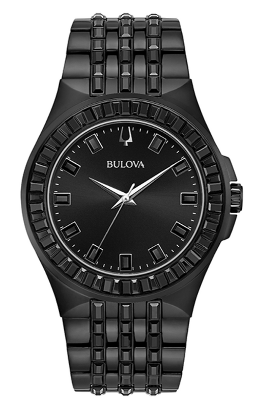 Bulova Crystal Collection Phantom Black Dial Black Steel Strap Watch for Men - 98A240 Buy Now By Bulova