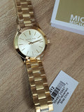 Michael Kors Mini Runway Slim Gold Dial Gold Steel Strap Watch for Women - MK3512 Buy Now By Michael Kors